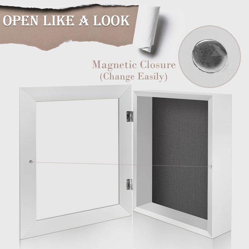 Golden State Art, 8x10.5 Shadow Box Frame Display Case, 2-inch Depth, Great for Collages, Collections, Mementos, 6 Pins Included (White, 1 Pack) - Image 2