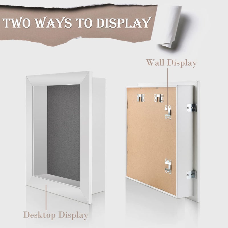 Golden State Art, 8x10.5 Shadow Box Frame Display Case, 2-inch Depth, Great for Collages, Collections, Mementos, 6 Pins Included (White, 1 Pack) - Image 4