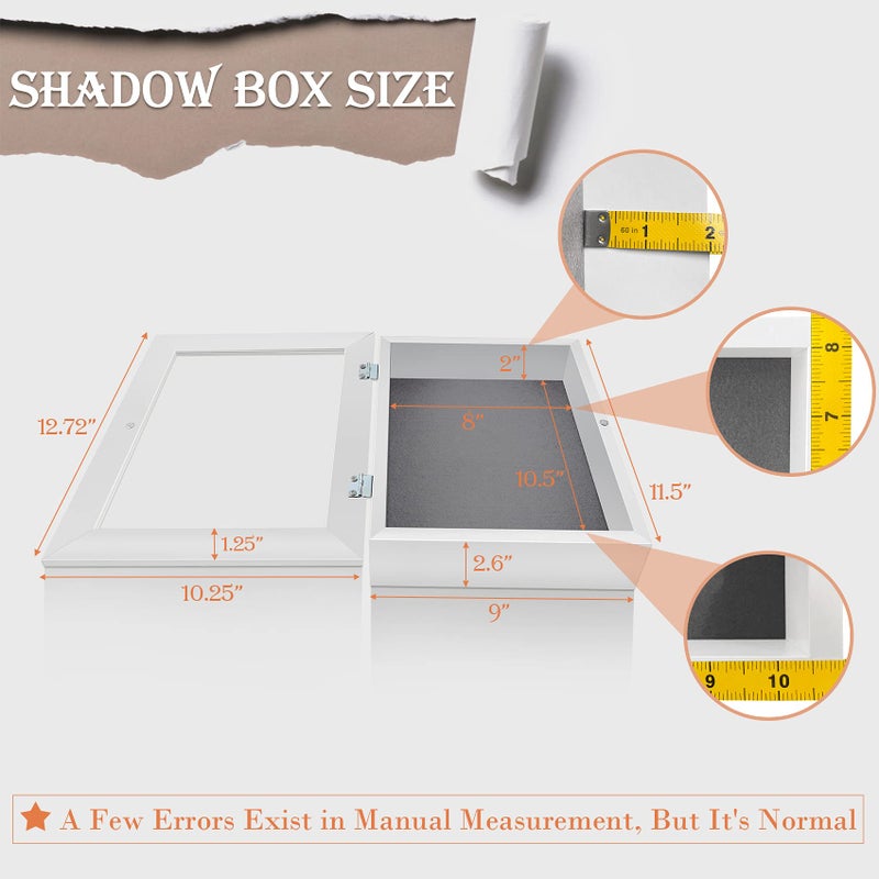 Golden State Art, 8x10.5 Shadow Box Frame Display Case, 2-inch Depth, Great for Collages, Collections, Mementos, 6 Pins Included (White, 1 Pack) - Image 3