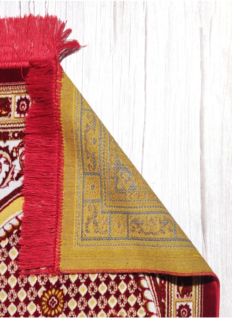Raymond Raymond Home Prayer Mat Traditional Elegant prayer Rugs Janamaz Islamic Yarn Dyed Namaz Mat 650 GSM 4 MM Pile - (65 * 100 CM)  - Image 3