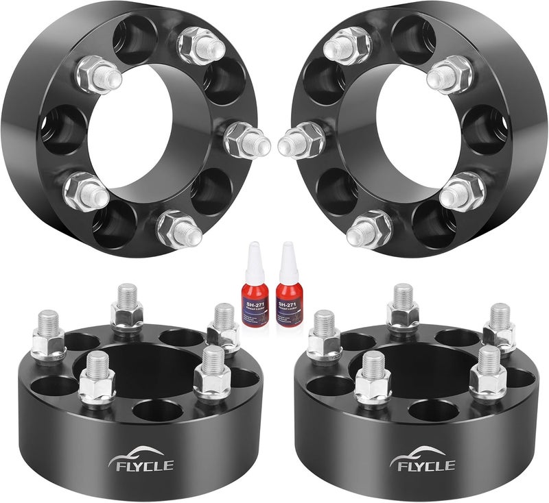 FLYCLE 2 inch 5x4.5 Wheel Spacers for TJ YJ XJ MJ KJ KK ZJ, 5x114.3mm Wheel Spacer for Wrangler Ranger Explorer Mustang Edge 1/2-20 Studs with 82.5mm Center Bore - Image 1