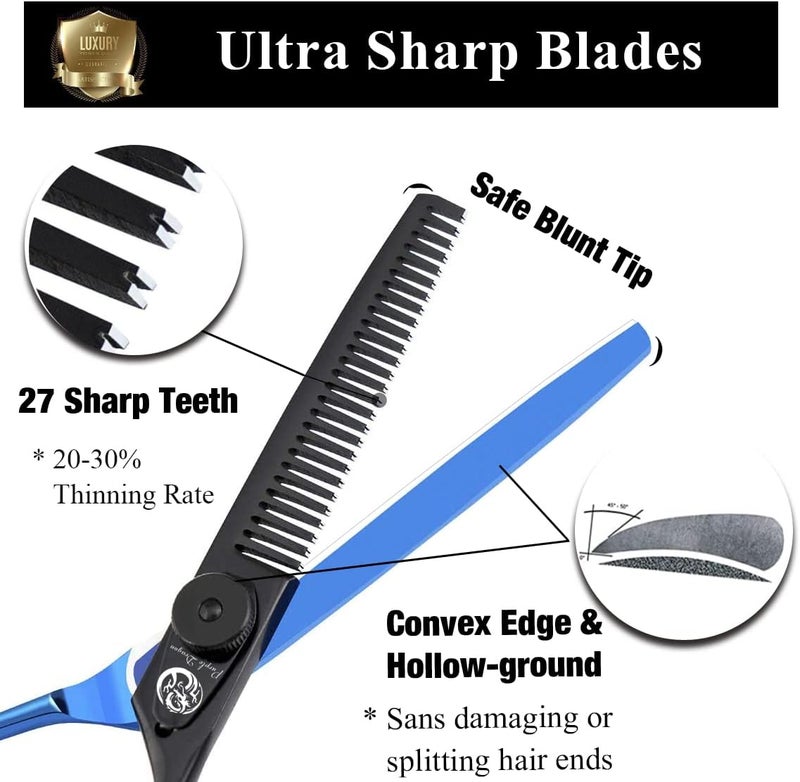 Purple Dragon Blue Hairdressing Scissors, 5.5 inch, Professional Hairdressing Scissors Set, Perfect Haircut for Men and Women, Sharp Scissors for Barbers/Hairdressers/Beginners - Image 3