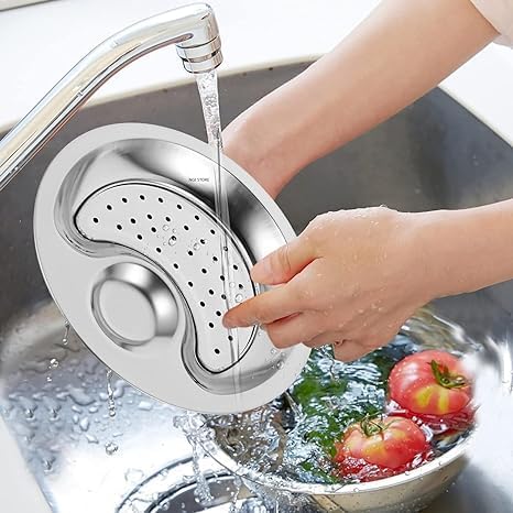FALONG Steel Vinegar Dish Tray Drain Tray Round Dumpling Dish Plate Salad Bread Dishes Round Dessert Plate Serving Trays Pasta Dish Sauce Plate for Pizza Steak Pasta Salad 26cm - Image 4
