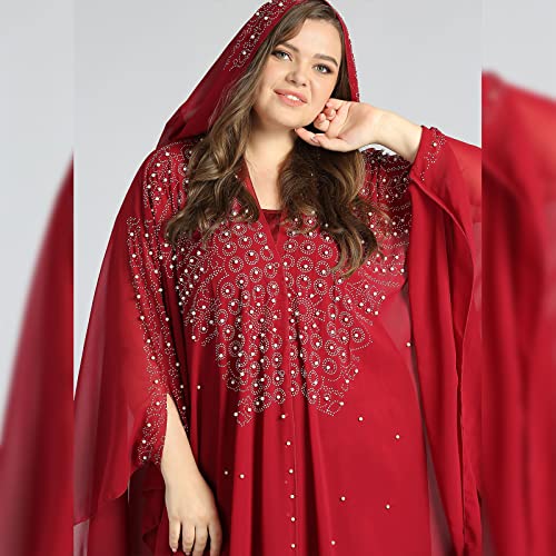 OBEEII Abayas for Women Muslim Abaya Long Sleeve Beaded Embroidery Maxi Dress Loose Full Cover Islamic Dubai Robe Kaftan Abayas BS05 One Size - Image 4