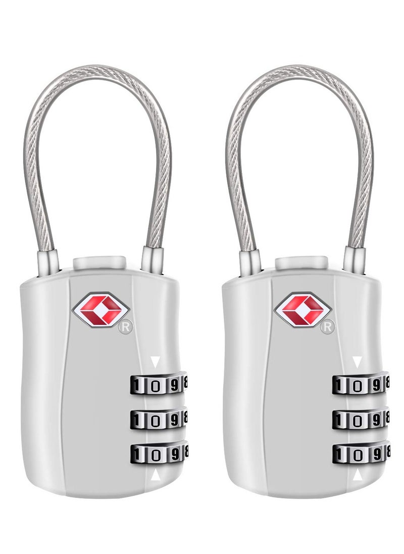 Excefore - TSA Luggage Locks, TSA Approved Luggage Lock 3-Digit Re-settable Combination Lock, Code Lock for Travel Suitcase Luggage Bag Lockers (2PCS Silver) [ Zinc Alloy Version] - Image 1