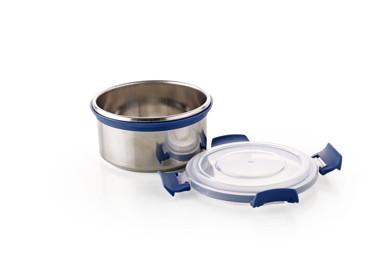 Ganesh Stainless Steel Neo Round Airtight & Leak Proof Container Lunch Box - 300ml, Blue - Image 1