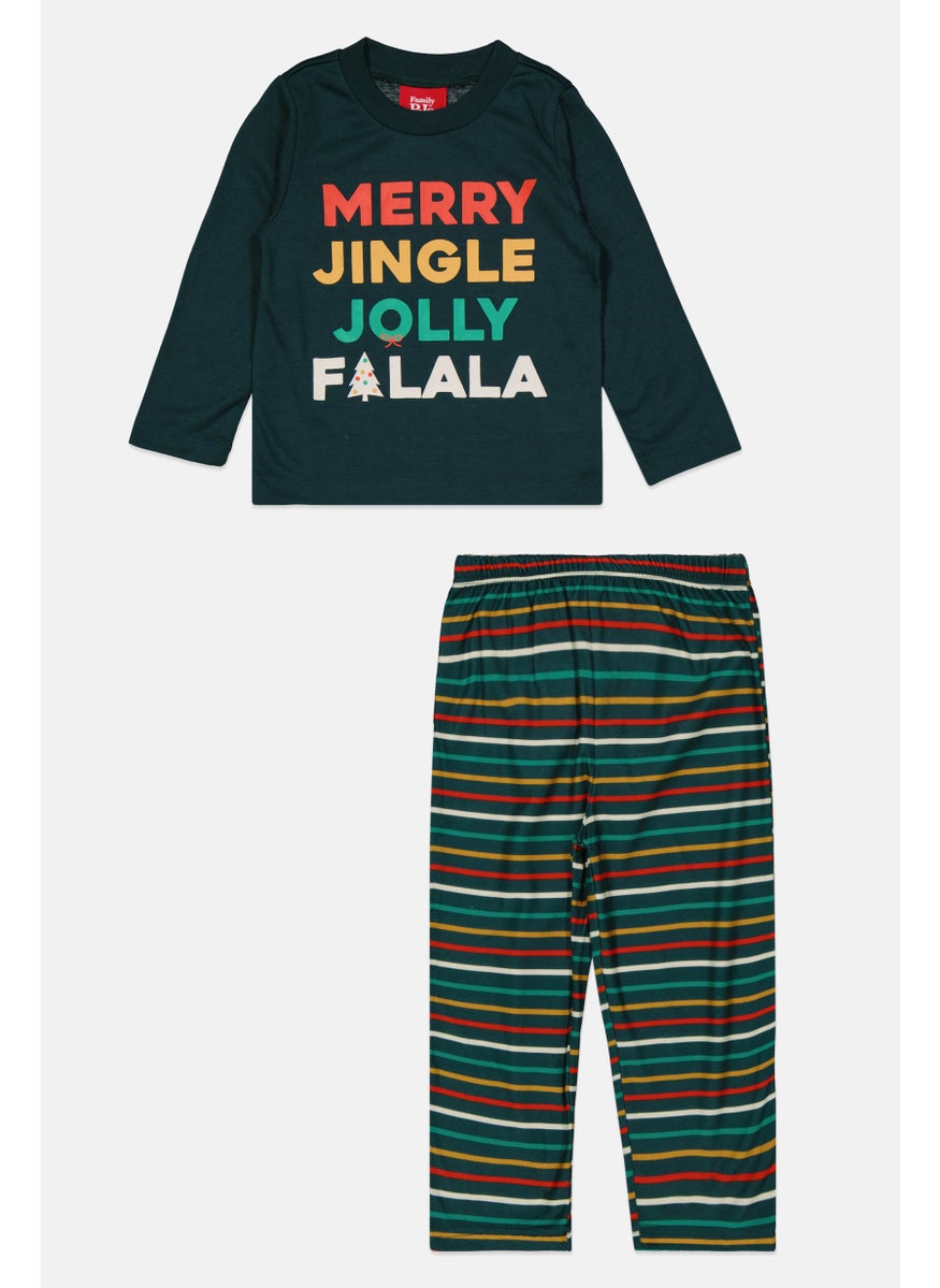 Family PJs Toddlers Boy 2 Piece Long Sleeve Top And Pajama, Dark Green Combo  - Image 1