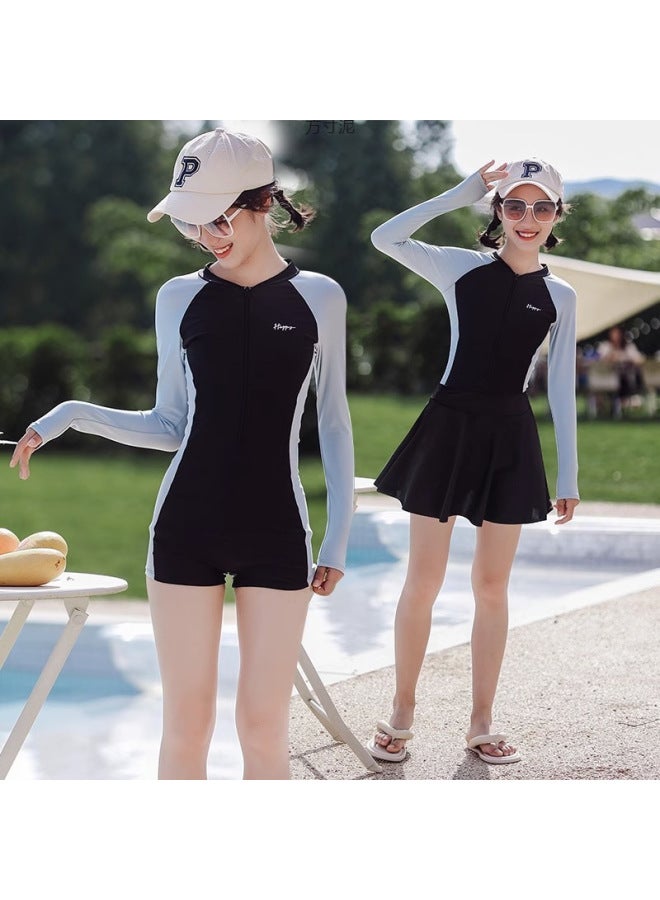 Children's Swimwear Girl's Girls' Swimwear Summer Middle And Big Kids Swimwear Student Swimming Training Wear-Color:(send Swimming Cap) J6248 Pink-split Skirt Style-Size:L Size (fits 25-30kg )