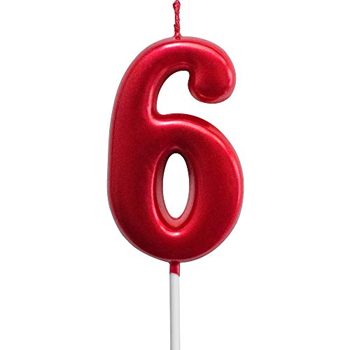 XNOVA Red Birthday Candles 6 Candle 6th Six Years Cake Bady Roman Numberal Cool Number Candle No 60 61 62 63 64 65 66 67 68 69 - Image 1