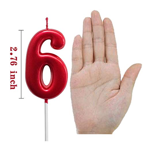 XNOVA Red Birthday Candles 6 Candle 6th Six Years Cake Bady Roman Numberal Cool Number Candle No 60 61 62 63 64 65 66 67 68 69 - Image 2