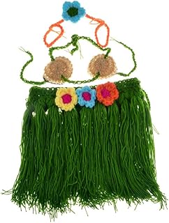 BESTOYARD BESTOYARD Crochet Newborn Photography Props Outfits Baby Girls Hawaiian Grass Hula Skirt Costume Set of 3  - Image 1