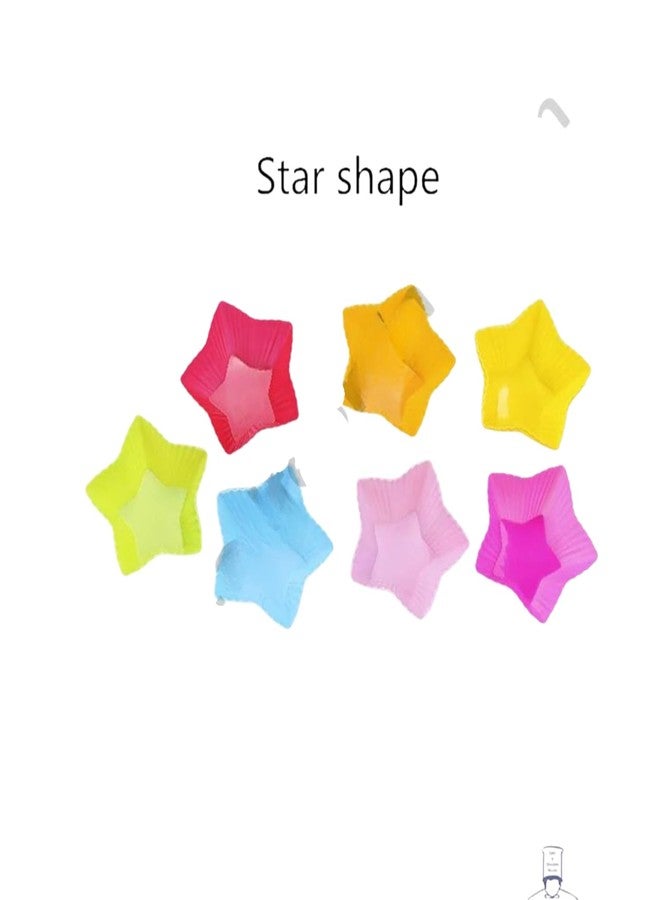 CAKE DECOR 12 Pcs Silicone Star Shape Muffin Moulds Cup Cake Mould Reusable Non-Stick Baking Cups for Muffins Cupcakes Chocolates Multi-Color Flexible Silicone Bakeware for Home Kitchen Use - Image 3