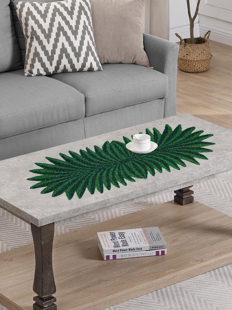 AIVIK Premium Handcrafted Beautiful Beaded Dinning Table Runner 1336 Green Leafy Desgin - Image 3