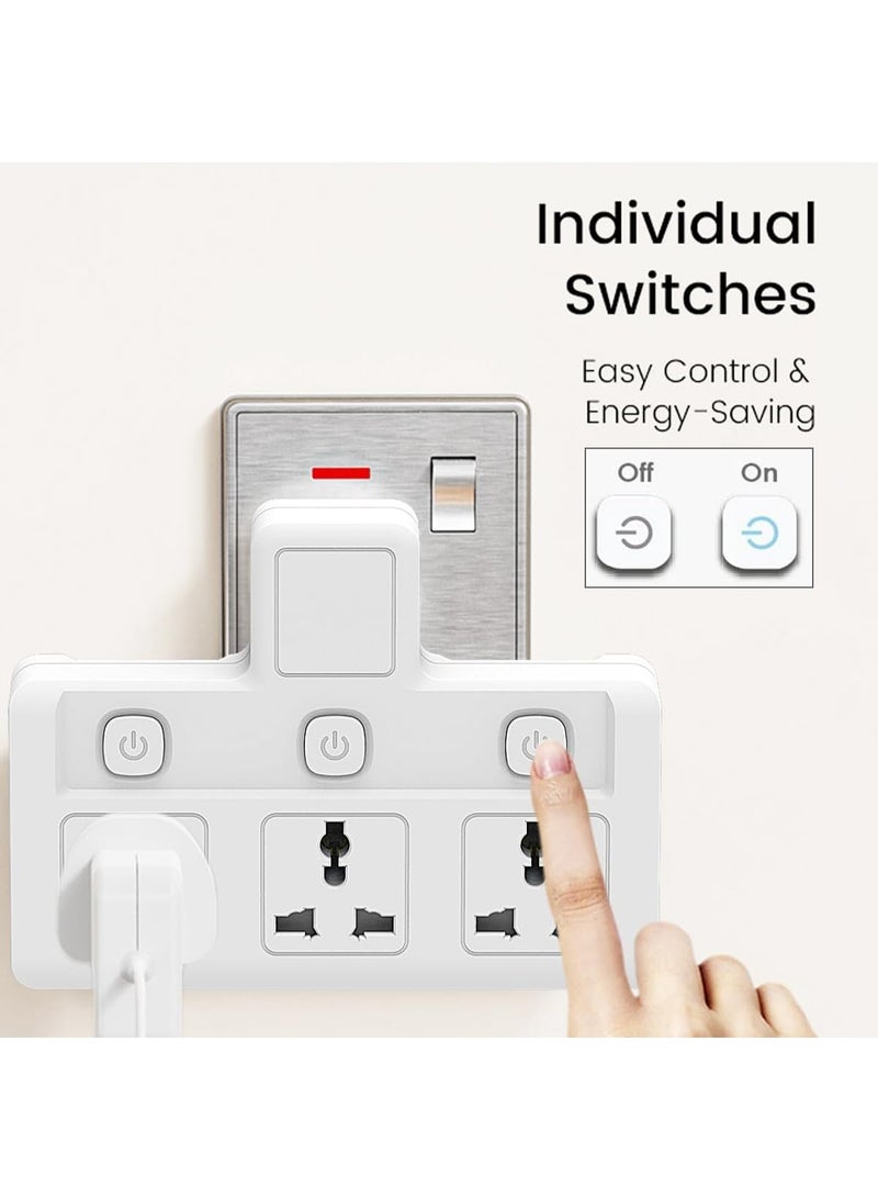 Houmt 3-Way Power Adapter Multi Plug Extension Extender Wall Charger Socket 3 Way Multiple Electrical Outlet Adaptor for Home & Office - Image 5