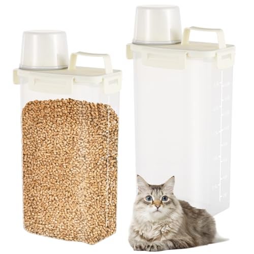 Homaisson 2 PCS Cat Litter Storage Container, 0.8 Gal Clear Plastic Litter Container with Airtight Lid, Transparent Grain Bin with Handle - Image 1