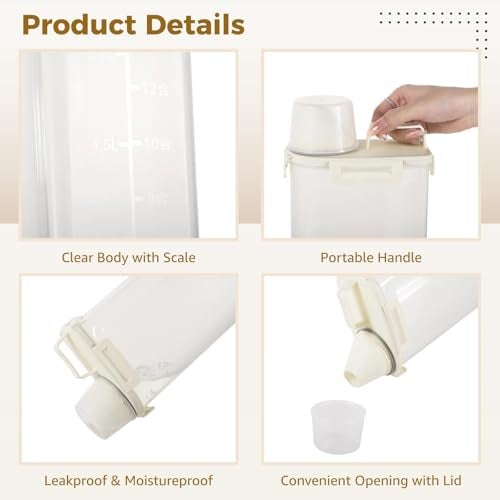 Homaisson 2 PCS Cat Litter Storage Container, 0.8 Gal Clear Plastic Litter Container with Airtight Lid, Transparent Grain Bin with Handle - Image 4