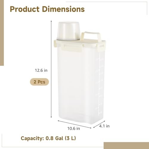 Homaisson 2 PCS Cat Litter Storage Container, 0.8 Gal Clear Plastic Litter Container with Airtight Lid, Transparent Grain Bin with Handle - Image 5