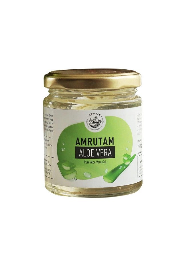 Amrutam Pure Aloe Vera Gel - Natural Moisturizer For Face And Body | Multipurpose Gel | Soothes Sunburn | Hydrates Skin, Reduces Acne | Anti-Aging Benefits | Lightens Scars & Blemishes | 100% Pure And Organic | Silicone & Paraben Free | 150G, Pack Of 2 - Image 1