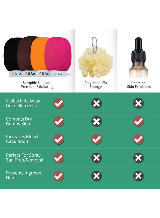 BiJun Exfoliating Glove Moroccan Kessa Scrub Exfoliating Gloves Deep Exfoliating Mitt Body Scrub Premium Scrub Wash Mitt Body Skincare at Home Shower or Bath Exfoliating Mitts for Dead Skin Remover - Image 5