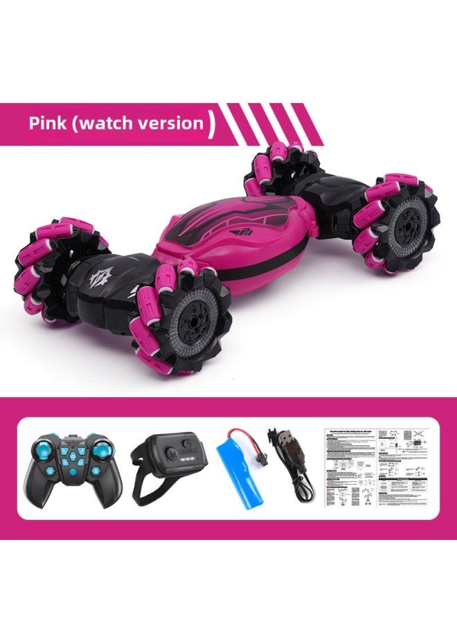 Remote Control Car Stunt Light Music Charging Horizontal High-speed Four-wheel Drive Climbing Twist Car Children's Toy Batch Delivery-Color:(Remote Control + Watch) Four-wheel Drive Light Music Twis
