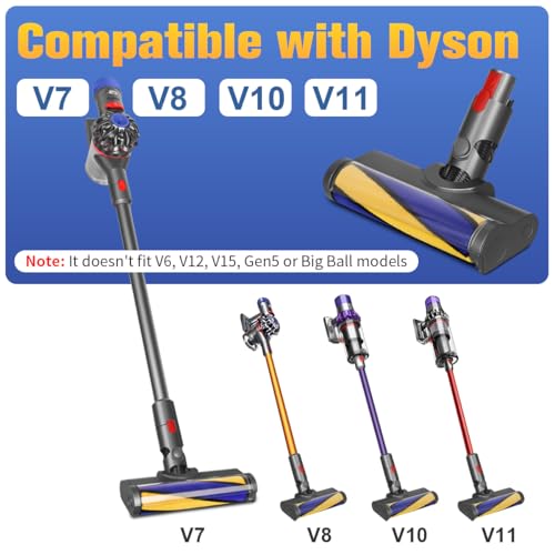 FUNTECK LED Soft Roller Cleaner Head Compatible with Dyson V11 V10 V8 V7 Vacuum Cleaners Illuminating Hidden Dust and Debris and Ideal for Smooth Hard Floors - Image 3