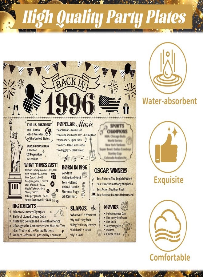 refavor 30th Birthday Decorations for him her, Vintage 96PCS Back in 1996 30th Party Plates Napkins and Forks Tableware, Disposable Cheers to 30 Years Dinnerware Supplies 24 Guests - Image 4