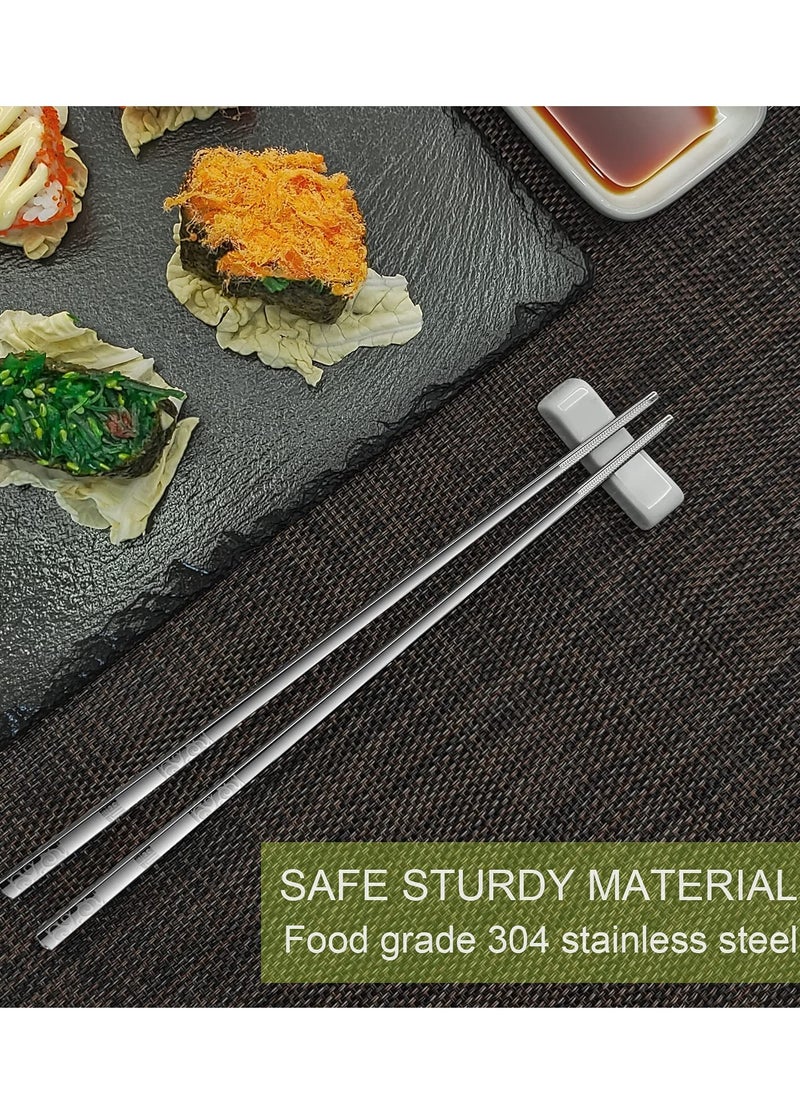 Generic - 5 Pairs of Reusable Stainless Steel Chopsticks Set - Square Non-Slip Lightweight Dishwasher Safe Gift Set (Silver) - Perfect for Everyday Use and Special Occasions. - Image 1