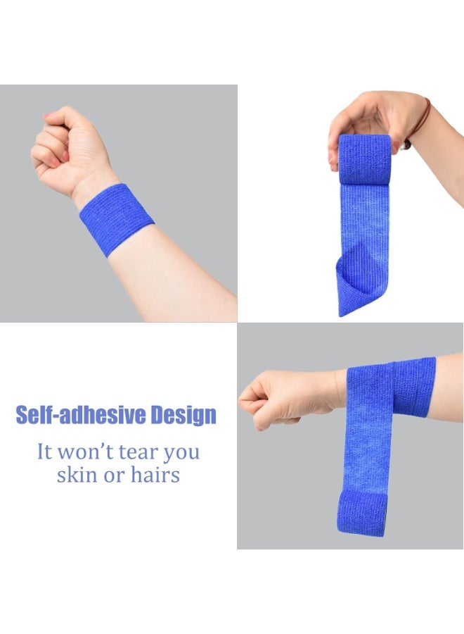 ١٠ لفات ضمادة لاصقة ذاتية اللصق - ٥ سم × ٤.٥ متر، شريط رياضي مرن أبيض، للعناية بالالتواءات والإصابات ورعاية الحيوانات الأليفة (أزرق) - Image 4