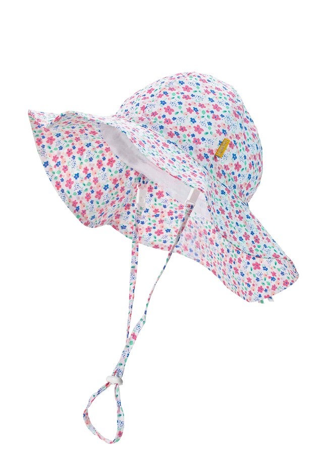 DASMINI Baby Girl Pink Daisy Sun Hat Wide Brim Adjustable UPF50+ Outdoor Beach Protection Cap for Infant Toddler Kids 6-24M - Image 1
