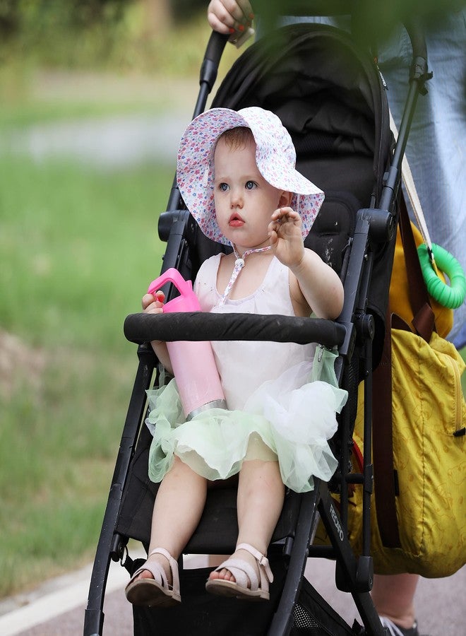 DASMINI Baby Girl Pink Daisy Sun Hat Wide Brim Adjustable UPF50+ Outdoor Beach Protection Cap for Infant Toddler Kids 6-24M - Image 5