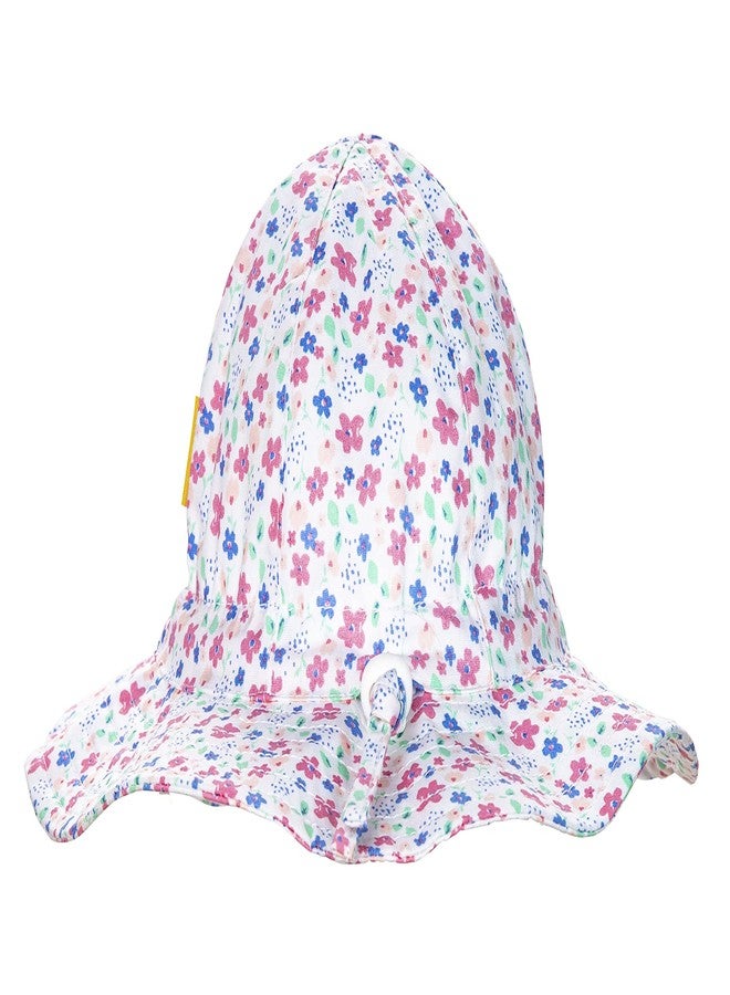 DASMINI Baby Girl Pink Daisy Sun Hat Wide Brim Adjustable UPF50+ Outdoor Beach Protection Cap for Infant Toddler Kids 6-24M - Image 3