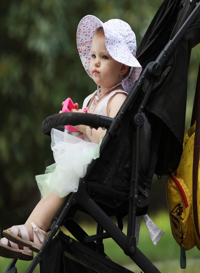 DASMINI Baby Girl Pink Daisy Sun Hat Wide Brim Adjustable UPF50+ Outdoor Beach Protection Cap for Infant Toddler Kids 6-24M - Image 4