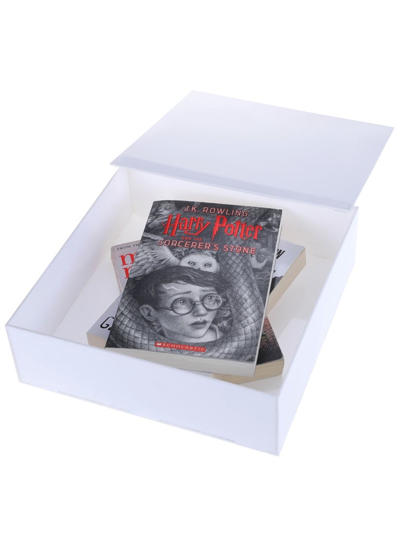 LAMSIT IBDAA Acrylic Cake Box Stand - Mirror Finish Display Box – Gift Showcase for Collectibles, Jewelries - Dustproof Protection Storage (10x10x3 inches, White)