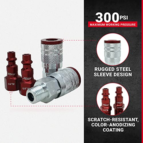 Milton S-314MKIT ColorFit Coupler & Plug Kit - (M-Style, Red) - 1/4" NPT, (14-Piece) - Image 2