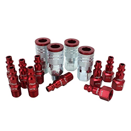 Milton S-314MKIT ColorFit Coupler & Plug Kit - (M-Style, Red) - 1/4" NPT, (14-Piece) - Image 1