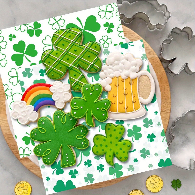 100 Pcs St Patricks Day Oil Resistant Paper 7.09 Inch with Clover Patterns - Image 4