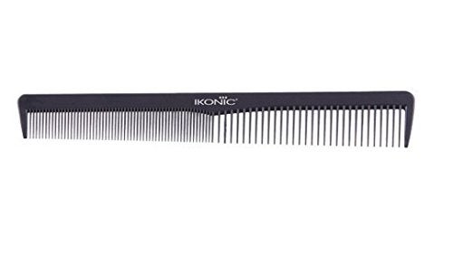 IKONIC IKONIC CARBON COMB CC004 BLACK with Ionic Coating for Static free Styling evenly spread out teeth and a straight top hold for easy switches between thin and thick sections of hair