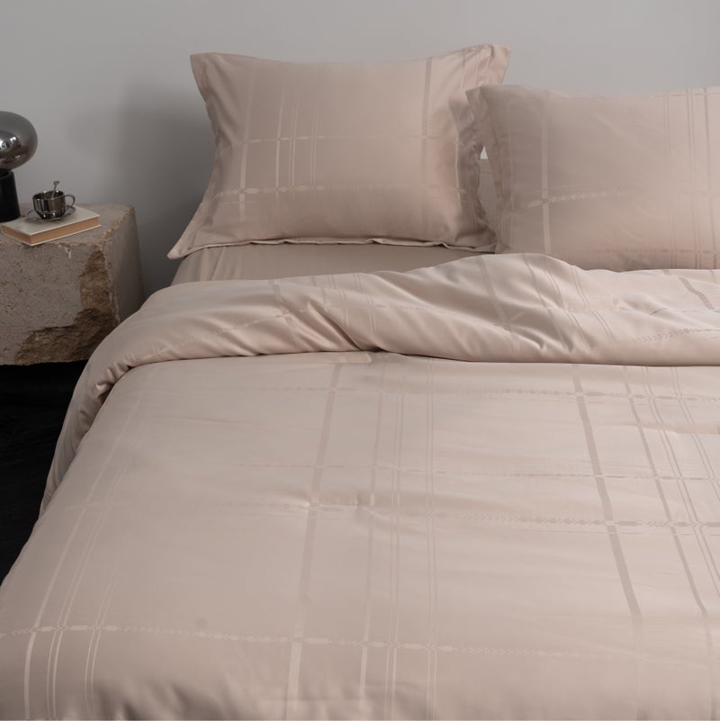 HOMETOPIA Luxury Jacquard Comforter Set 6 PCS, Silk-Like Soft Bedding, Solid Color Elegant Design, King Size 264×229 cm, All-Season Hotel Style for AC Rooms - Image 4