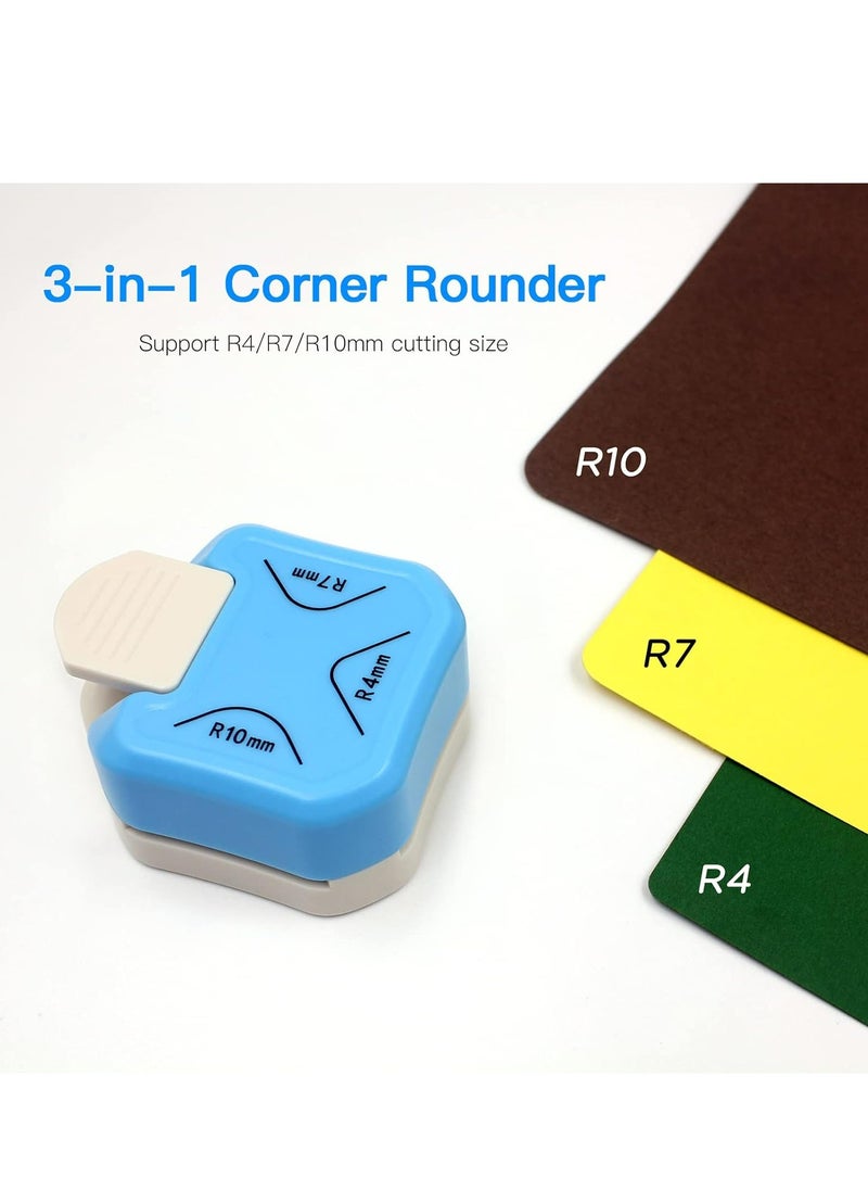 3-in-1 Corner Rounder,Corner Rounder Punch 3 in 1 R4/R7/R10mm Round Corner Trimmer Cutter for Card Craft Scrapbook Wrapping Paper Sticker Photo Laminate DIY