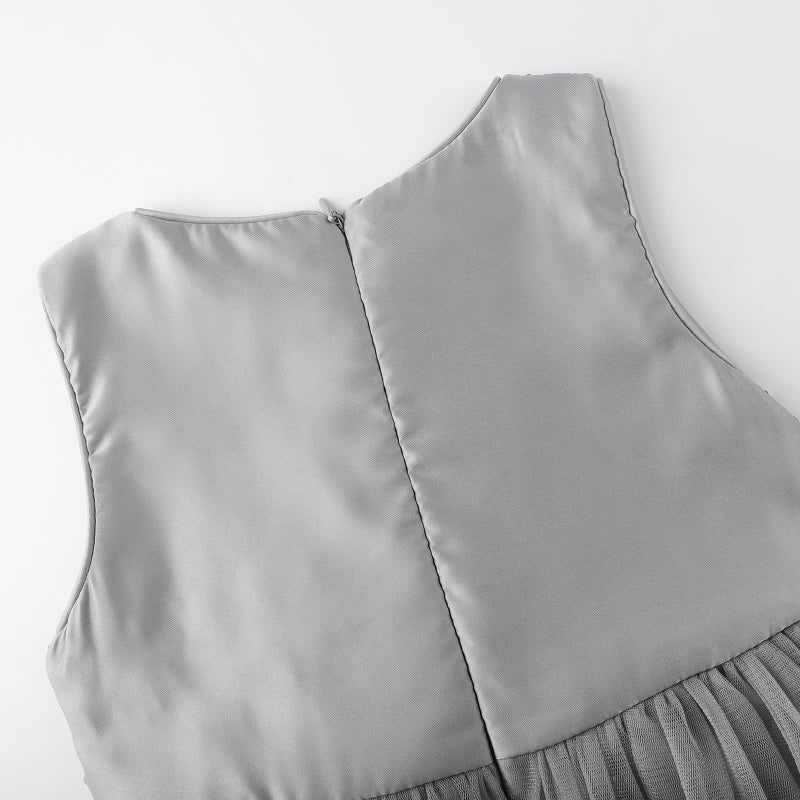Uhnice Sequin Sleeveless Tulle Mesh Flower Girl Party Dress (5, Sliver Grey) - Image 4