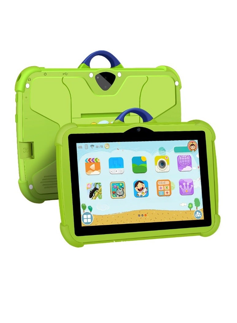 AROAQ C8 7 Inch Kids Tablet, 4GB RAM 64GB ROM Dual Camera Kids Touch Screen Pad, Anti Fall Shock Proof Octa Core Process Children Gaming Tablet Pc For Boys And Girls, (1pc, Green) - Image 1