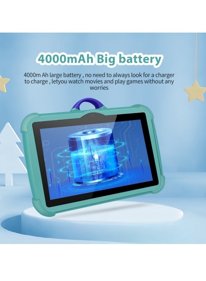 AROAQ C8 7 Inch Kids Tablet, 4GB RAM 64GB ROM Dual Camera Kids Touch Screen Pad, Anti Fall Shock Proof Octa Core Process Children Gaming Tablet Pc For Boys And Girls, (1pc, Green) - Image 3