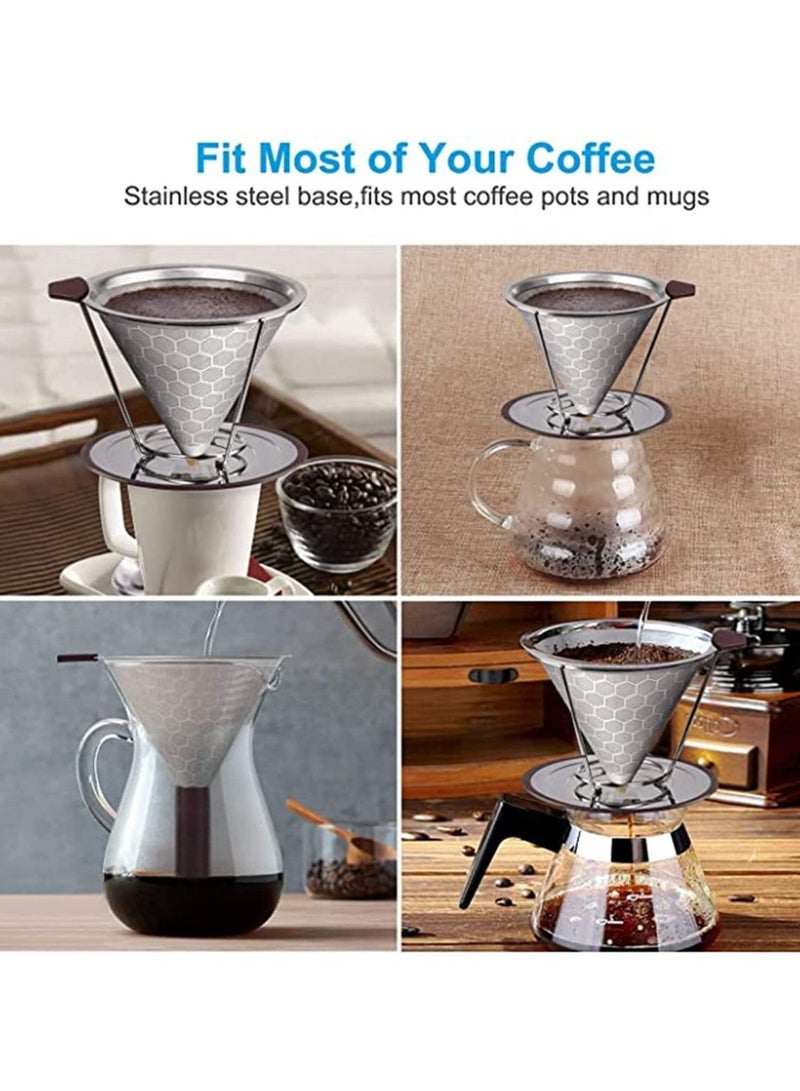 Y&D Pour Over Coffee Dripper Reusable Stainless Steel Filter With Cup Stand and Brush for Chemex Most Pot Tumbler Mug - Image 5
