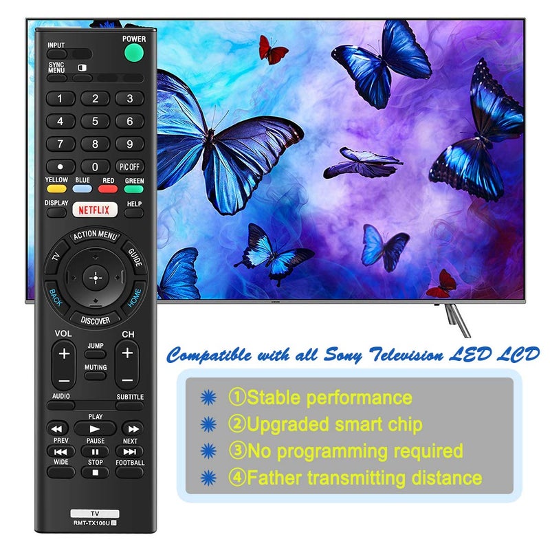 AZMKIMI RMT-TX100U Remote Replacement for Sony Bravia RMTTX100U TV Remote Control, if Applicable XBR75X850C XBR-55X855C KDL-50W800C KDL-50W800380 KDL-50W800BUN1 with Netflix Button (1 PCS) - Image 1