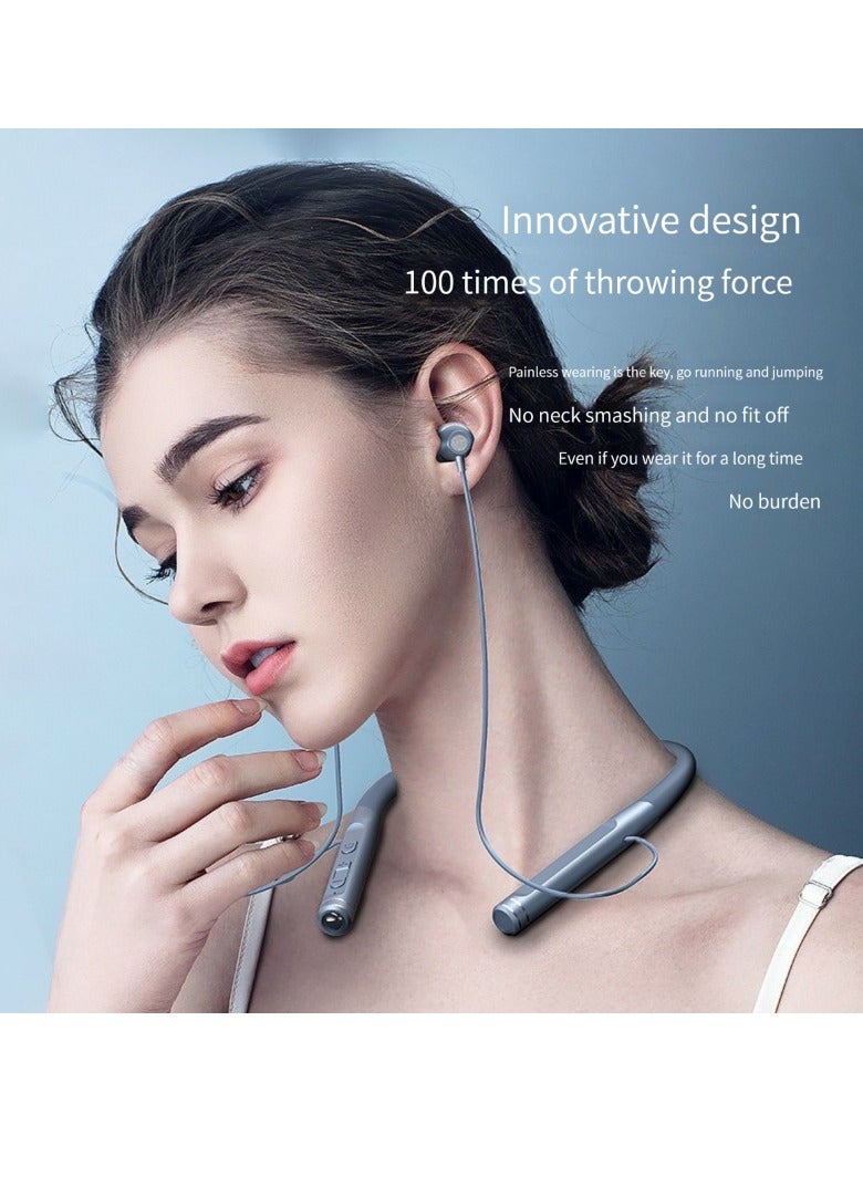 Neck Sports Wireless Bluetooth Headphones Binaural Running Noise Canceling Subwoofer In-Ear Headphones (Blue) - Image 4