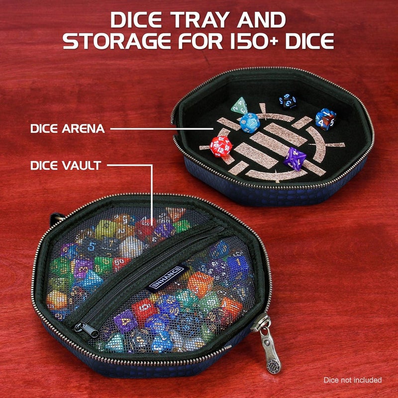ENHANCE DND Dice Tray and Dice Case - Collector's Edition DND Dice Holder for up to 150 D&D Dice with Rugged Exterior and Protective Interior - Dice Rolling Tray Perfect for Game Night (Dragon Blue) - Image 2