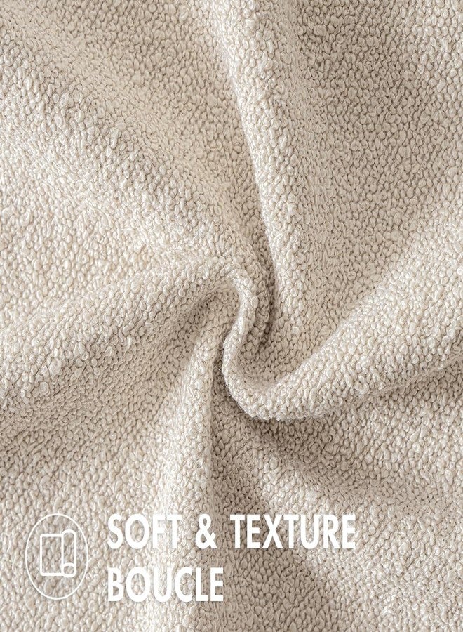 MIULEE 22x22 Inch Decorative Euro Sham Pillow Covers for Couch Bed Set of 2 Textured Boucle Neutral Throw Pillow Covers Natural Beige Ivory Accent Solid Pillowcase Sofa Living Room Home Decor - Image 2