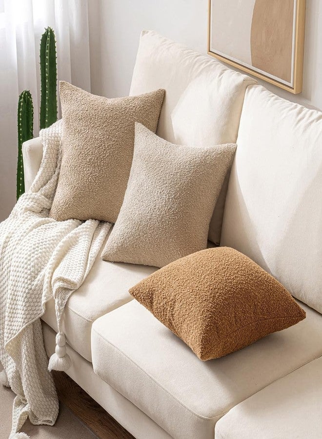 MIULEE 22x22 Inch Decorative Euro Sham Pillow Covers for Couch Bed Set of 2 Textured Boucle Neutral Throw Pillow Covers Natural Beige Ivory Accent Solid Pillowcase Sofa Living Room Home Decor - Image 5