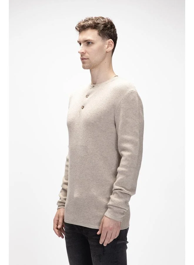 Bad Bear Moreno Beige V-Neck Men's Tri-Blend Sweater.