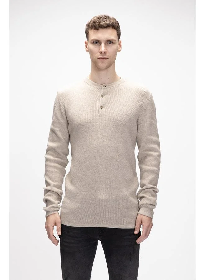 Bad Bear Moreno Beige V-Neck Men's Tri-Blend Sweater.